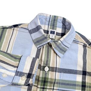 Janie And Jack Cotton Button Down Oxford Camp Blue Green Plaid Shirt Boys 3T